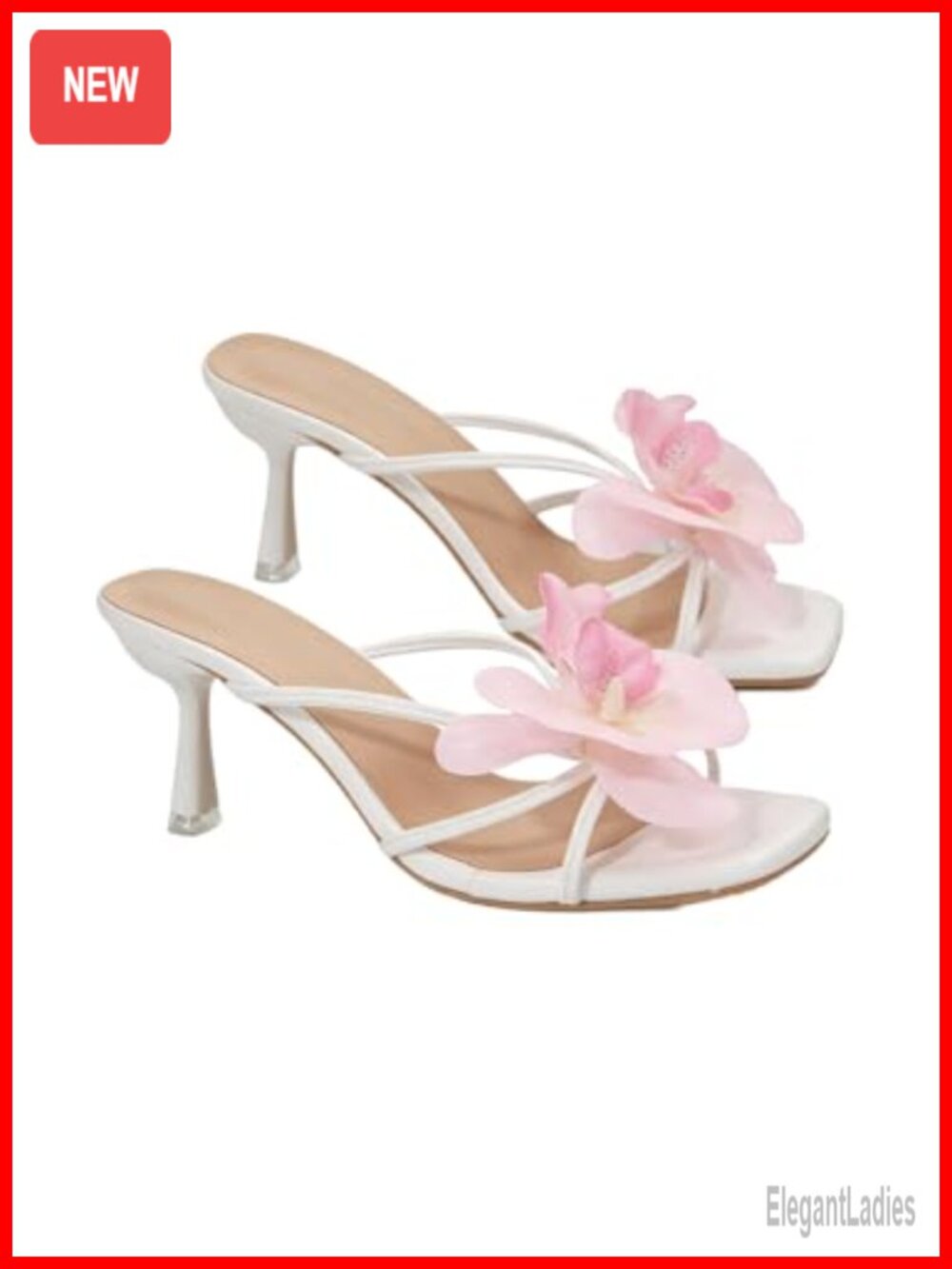 Floral Kitten Heel Sandals Faux Leather Slip On Open Toe Summer Beach Shoes